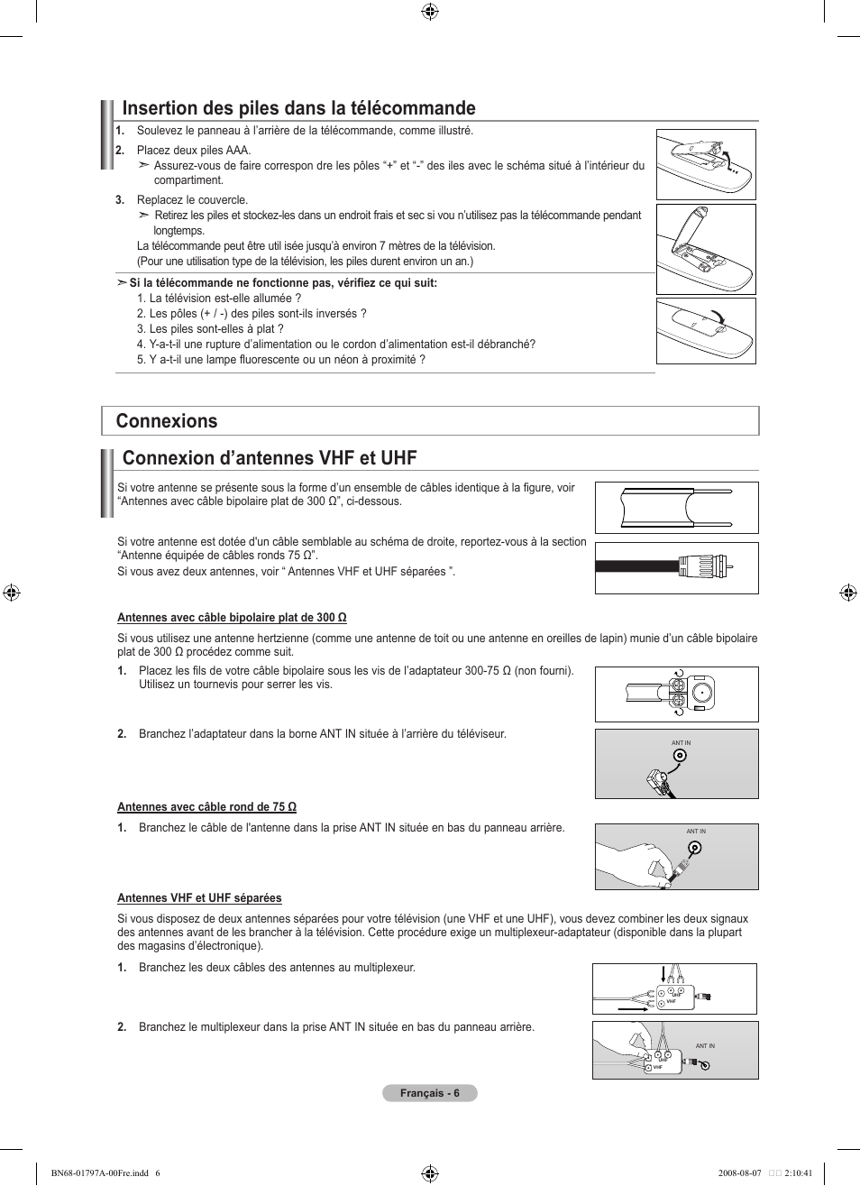 Connexions | Samsung BN68-01797A-00 User Manual | Page 70 / 187