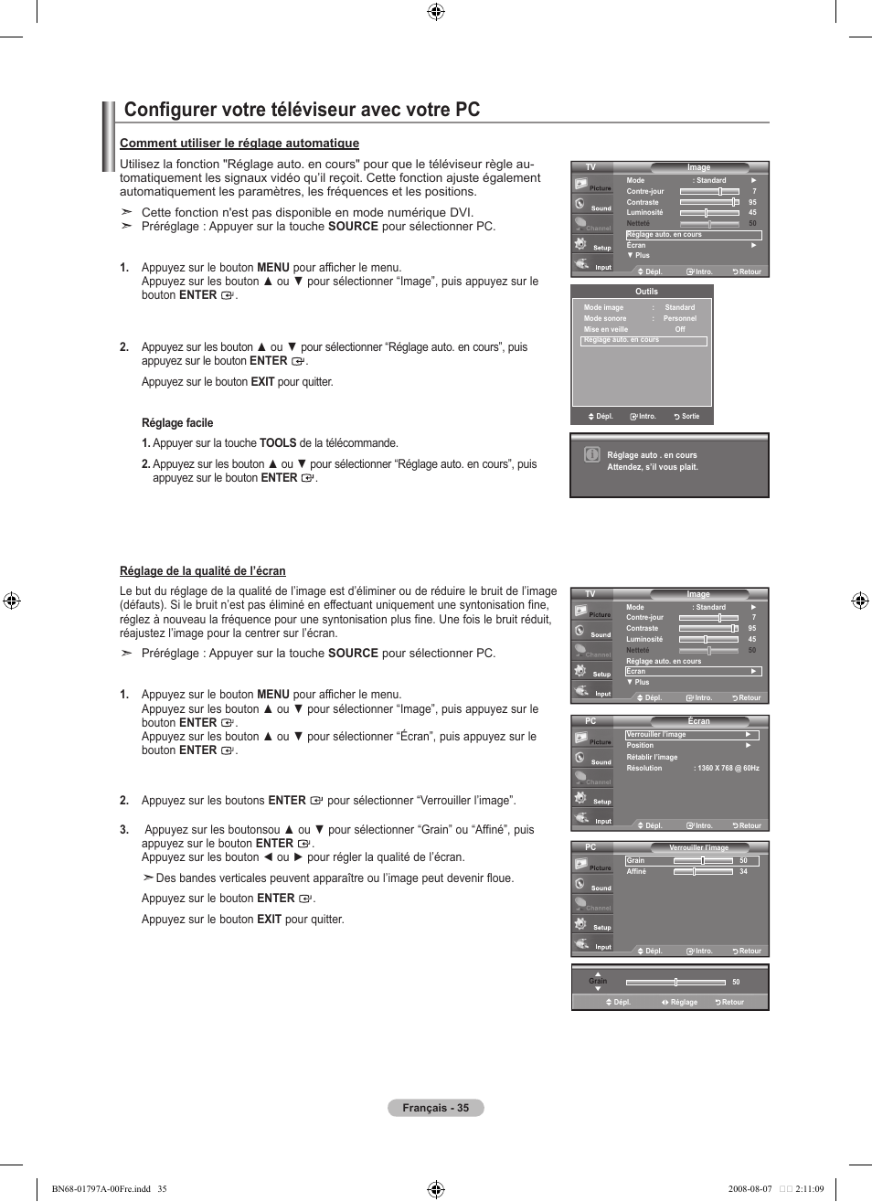 Configurer votre téléviseur avec votre pc | Samsung BN68-01797A-00 User Manual | Page 99 / 187