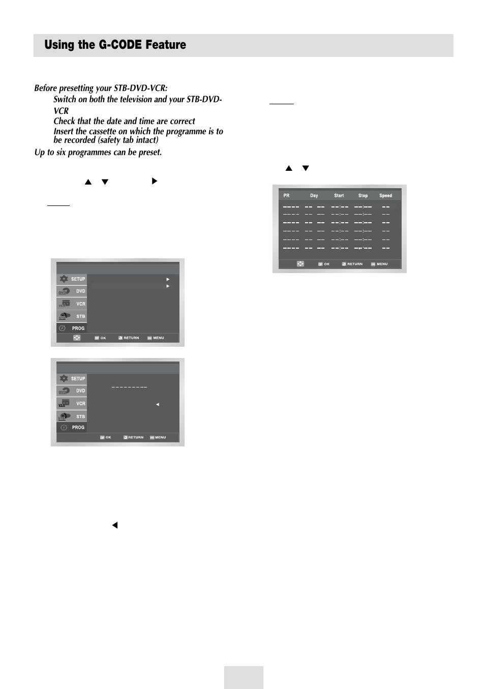 Using the g-code feature | Samsung SV-DVD54T User Manual | Page 20 / 53