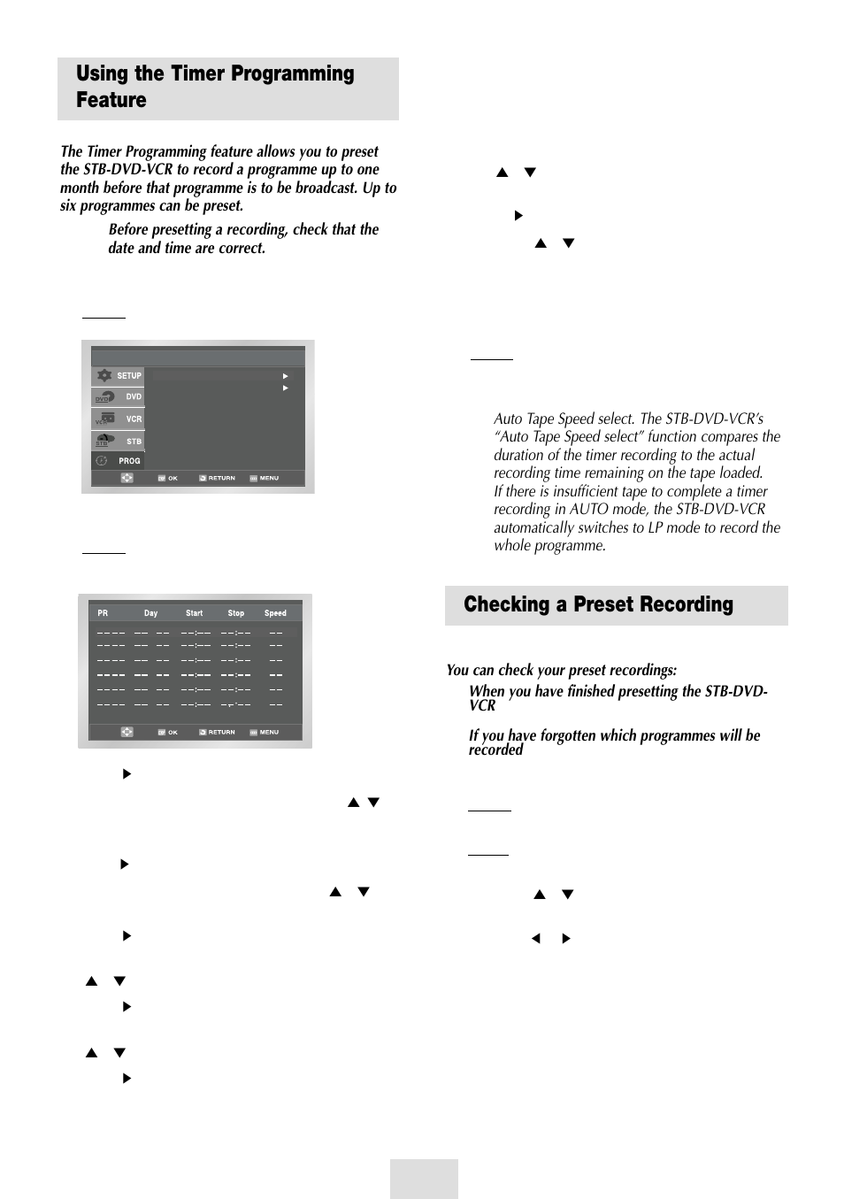 Using the timer programming feature, Checking a preset recording | Samsung SV-DVD54T User Manual | Page 22 / 53