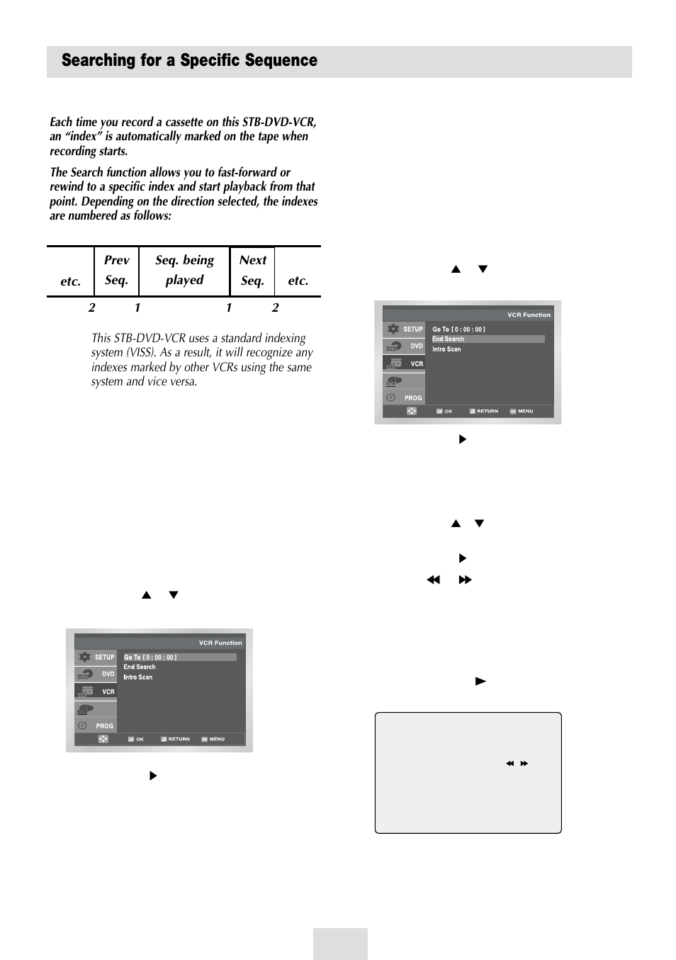 Searching for a specific sequence, End search, Intro scan | Samsung SV-DVD54T User Manual | Page 25 / 53