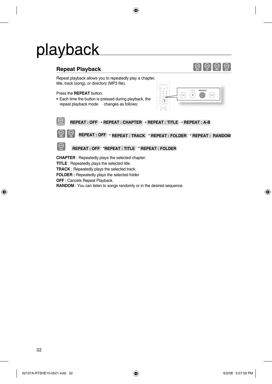 Playback | Samsung HE10T User Manual | Page 32 / 54