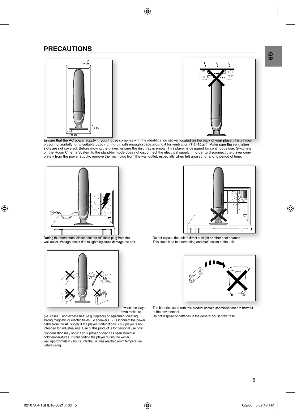 Precautions | Samsung HE10T User Manual | Page 5 / 54