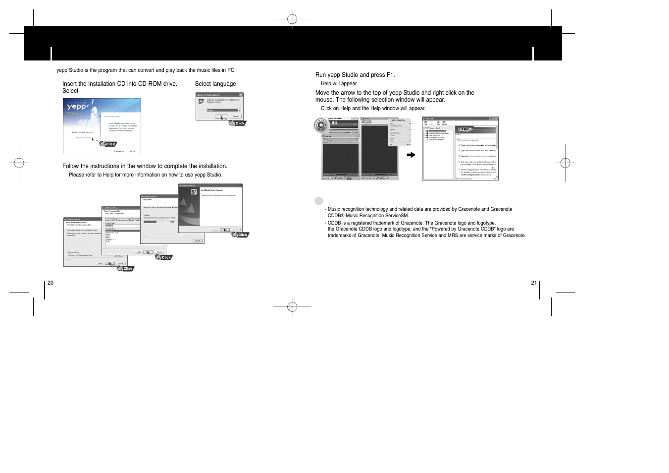 Installing yepp studio, To view help on yepp studio | Samsung YEPP YP-T6X User Manual | Page 10 / 25