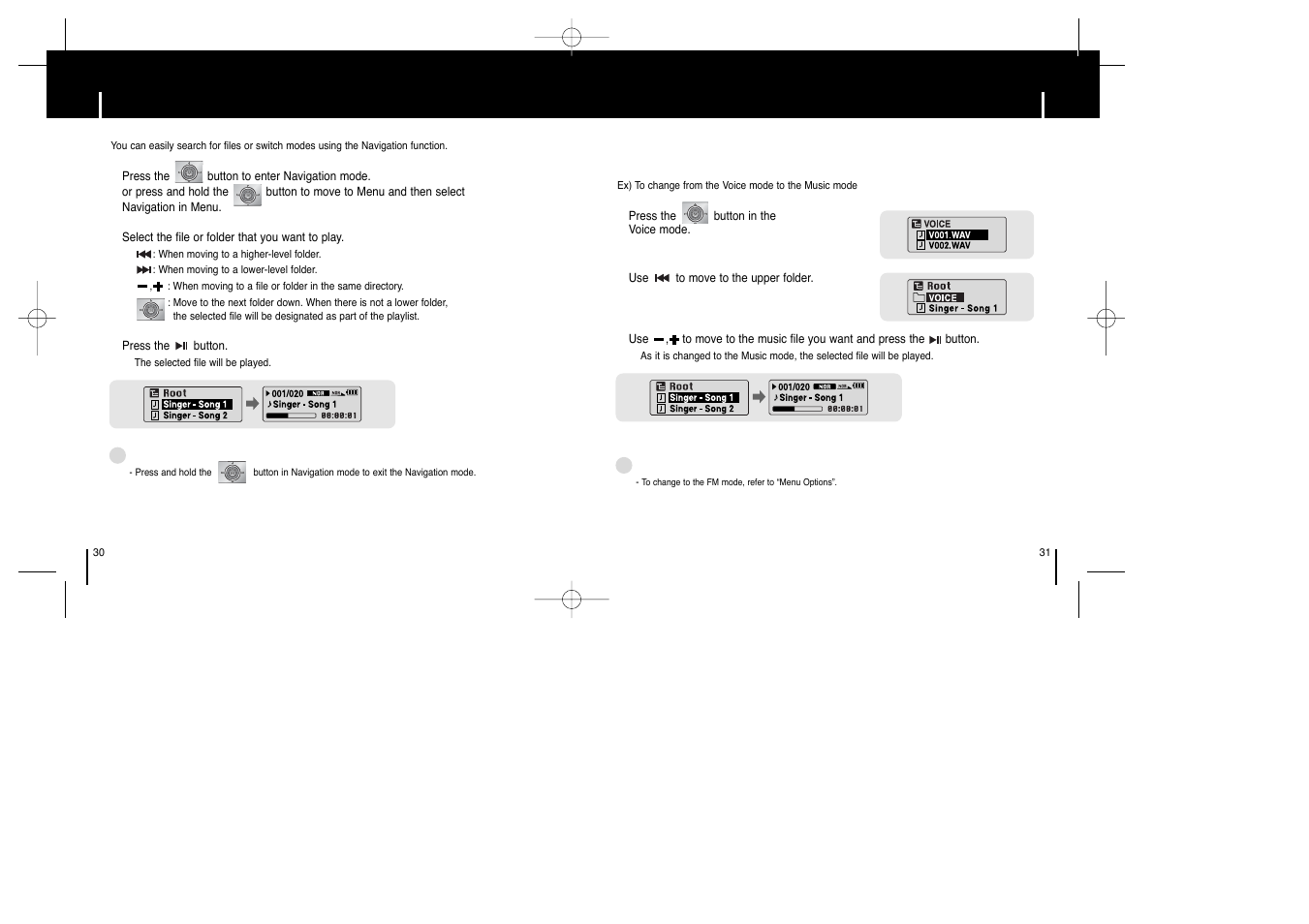 Using navigation | Samsung YEPP YP-T6X User Manual | Page 15 / 25