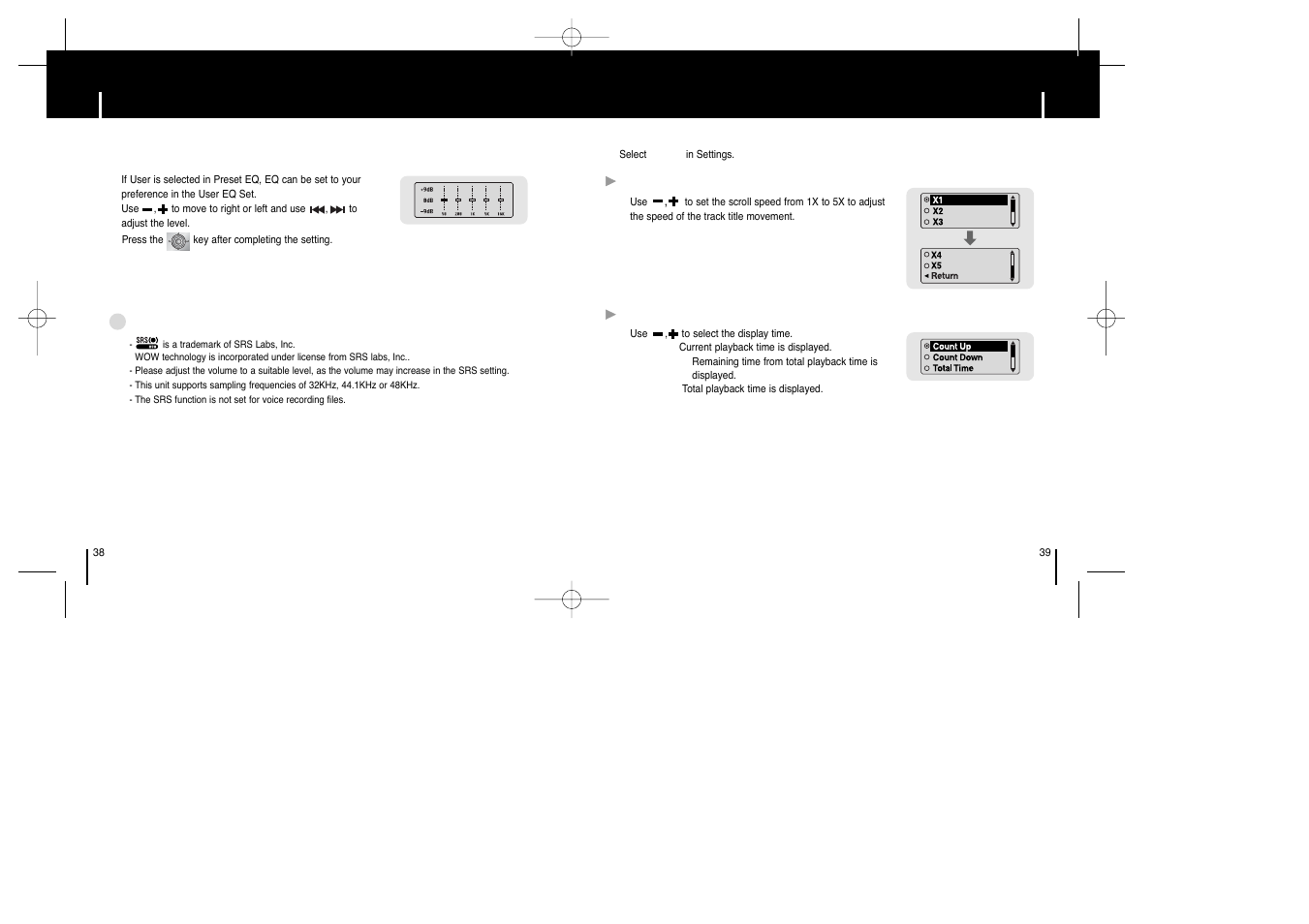 Display, Display setting the eq mode | Samsung YEPP YP-T6X User Manual | Page 19 / 25