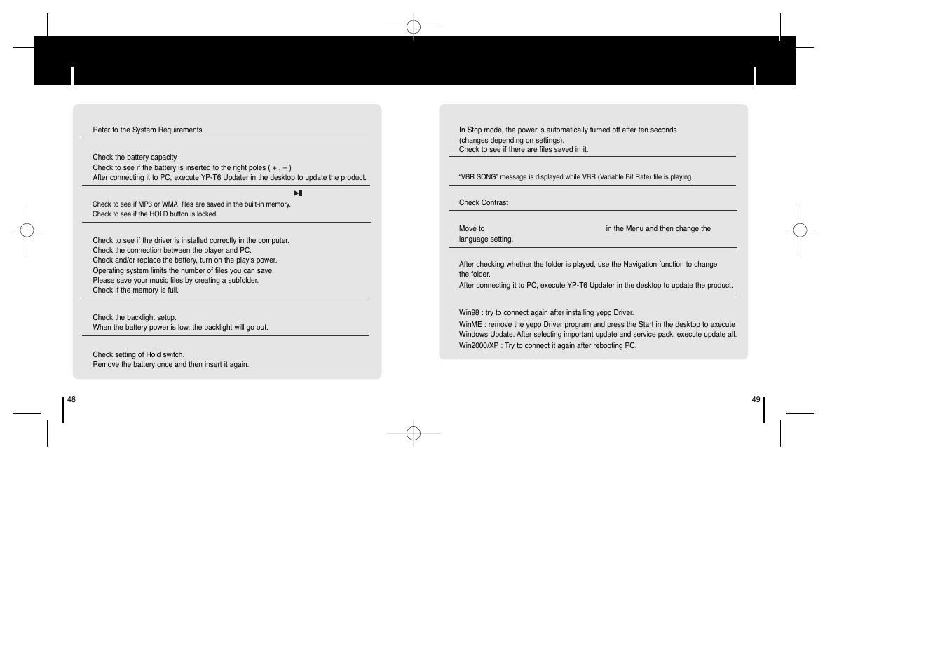 Customer support, Troubleshooting | Samsung YEPP YP-T6X User Manual | Page 24 / 25