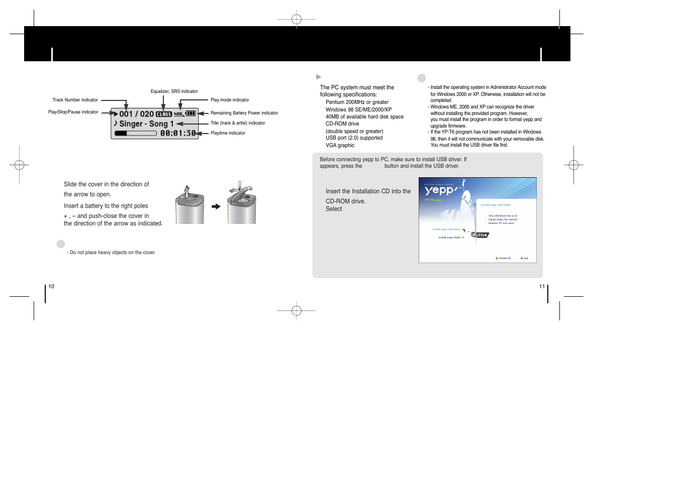 Connection to computer, Connecting the player to pc | Samsung YEPP YP-T6X User Manual | Page 5 / 25
