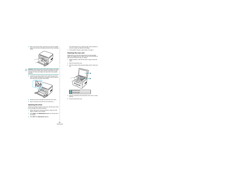 Cleaning the drum, Cleaning the scan unit | Samsung SCX-4200 User Manual | Page 35 / 92