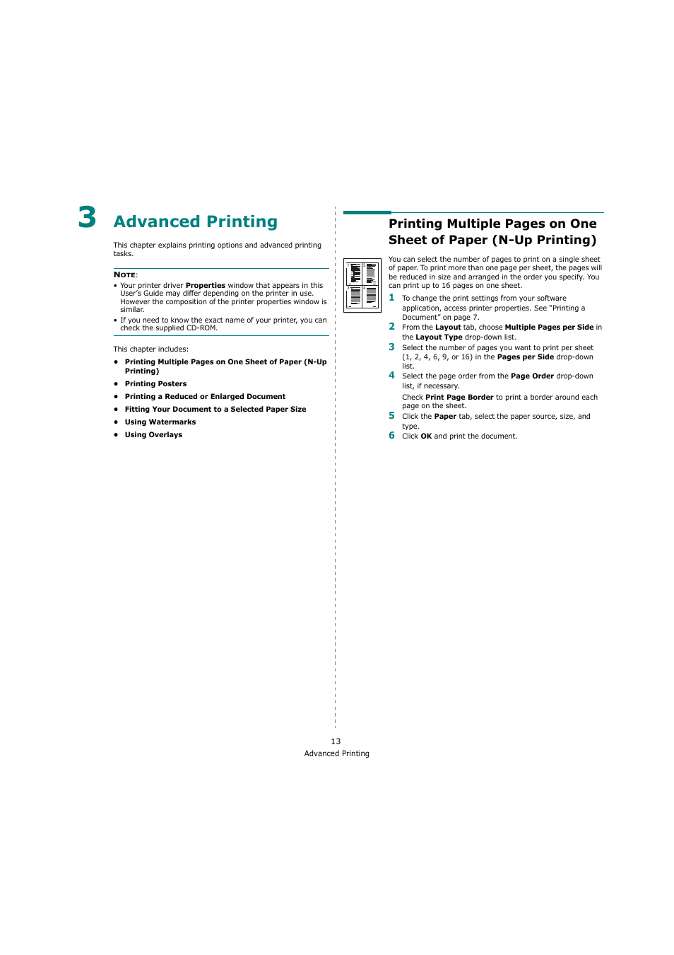 Advanced printing, Chapter 3 | Samsung SCX-4200 User Manual | Page 67 / 92