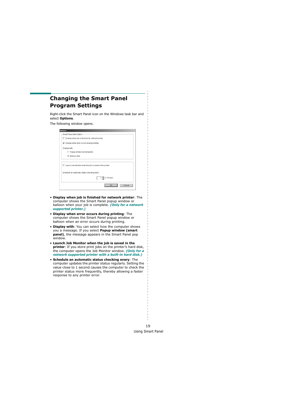 Changing the smart panel program settings | Samsung SCX-4200 User Manual | Page 73 / 92