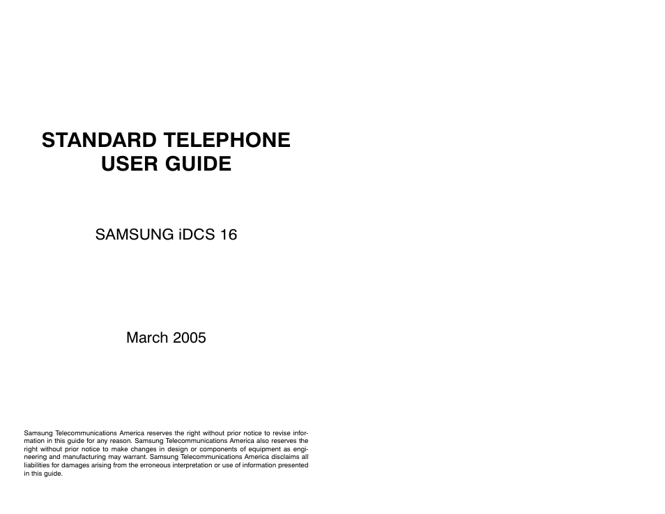 Samsung iDCS 16 User Manual | 14 pages