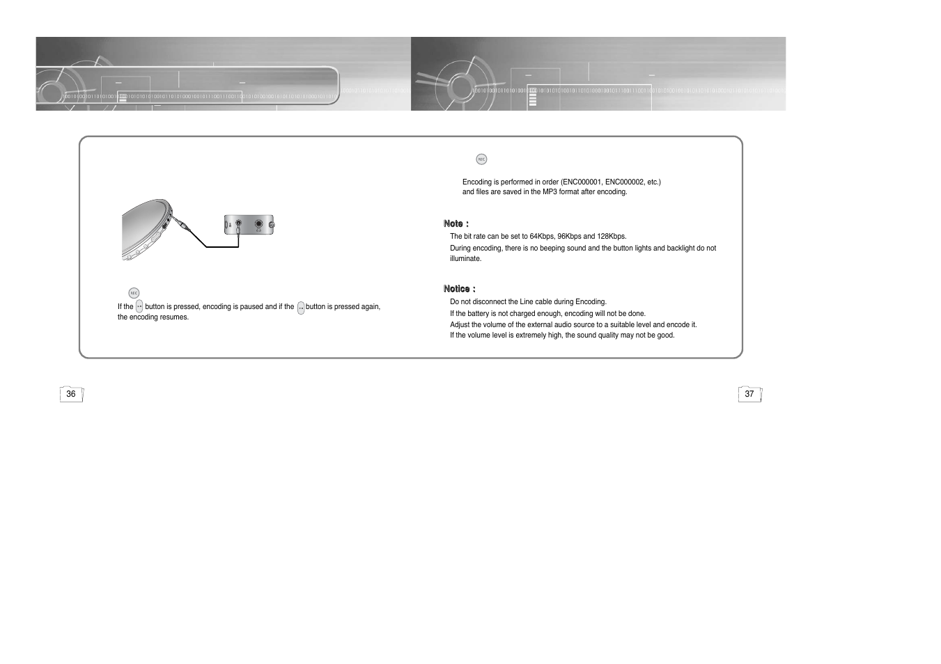 Encoding mp3s | Samsung yepp' 20051027153106109 User Manual | Page 19 / 33