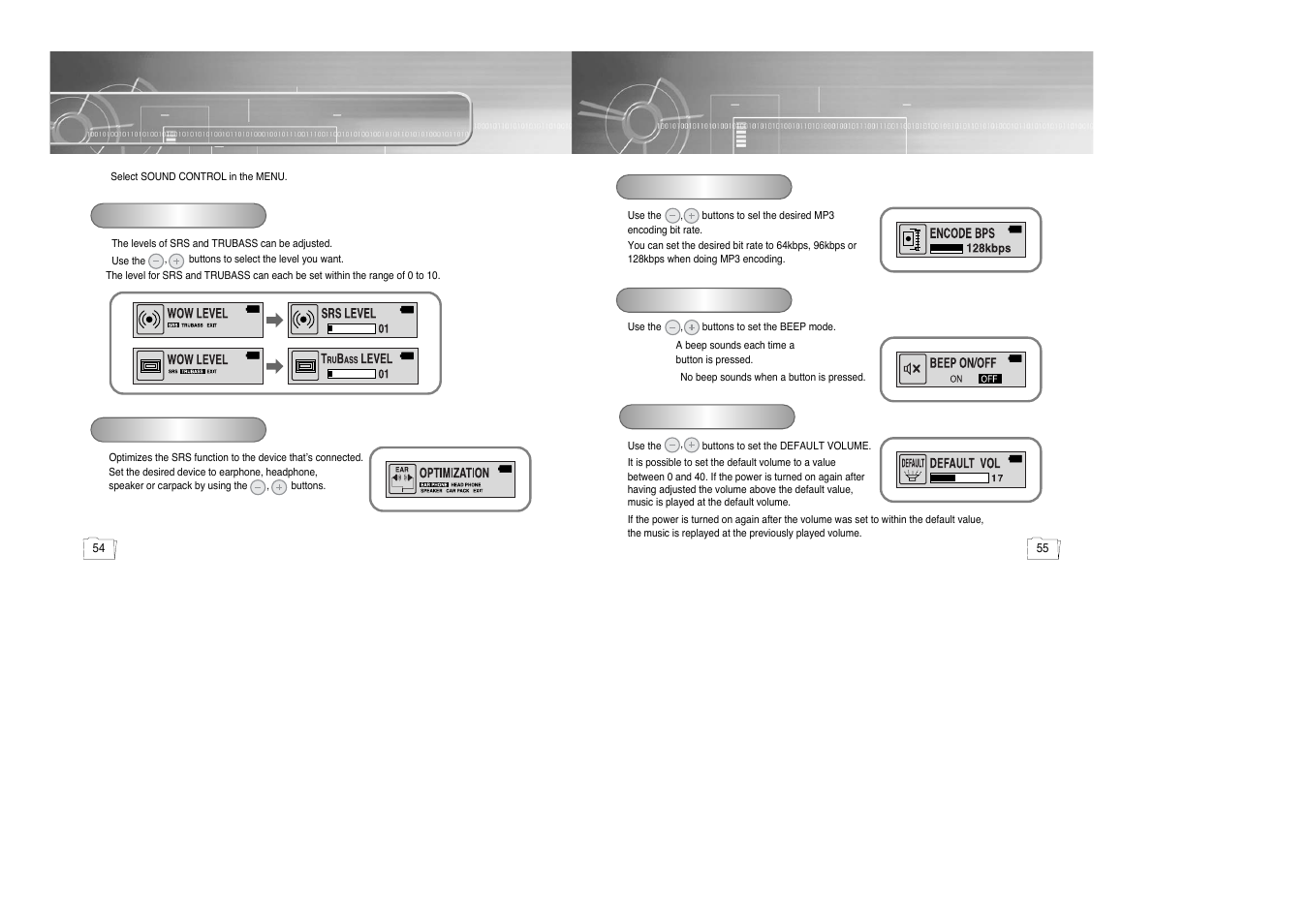 Sound control | Samsung yepp' 20051027153106109 User Manual | Page 28 / 33