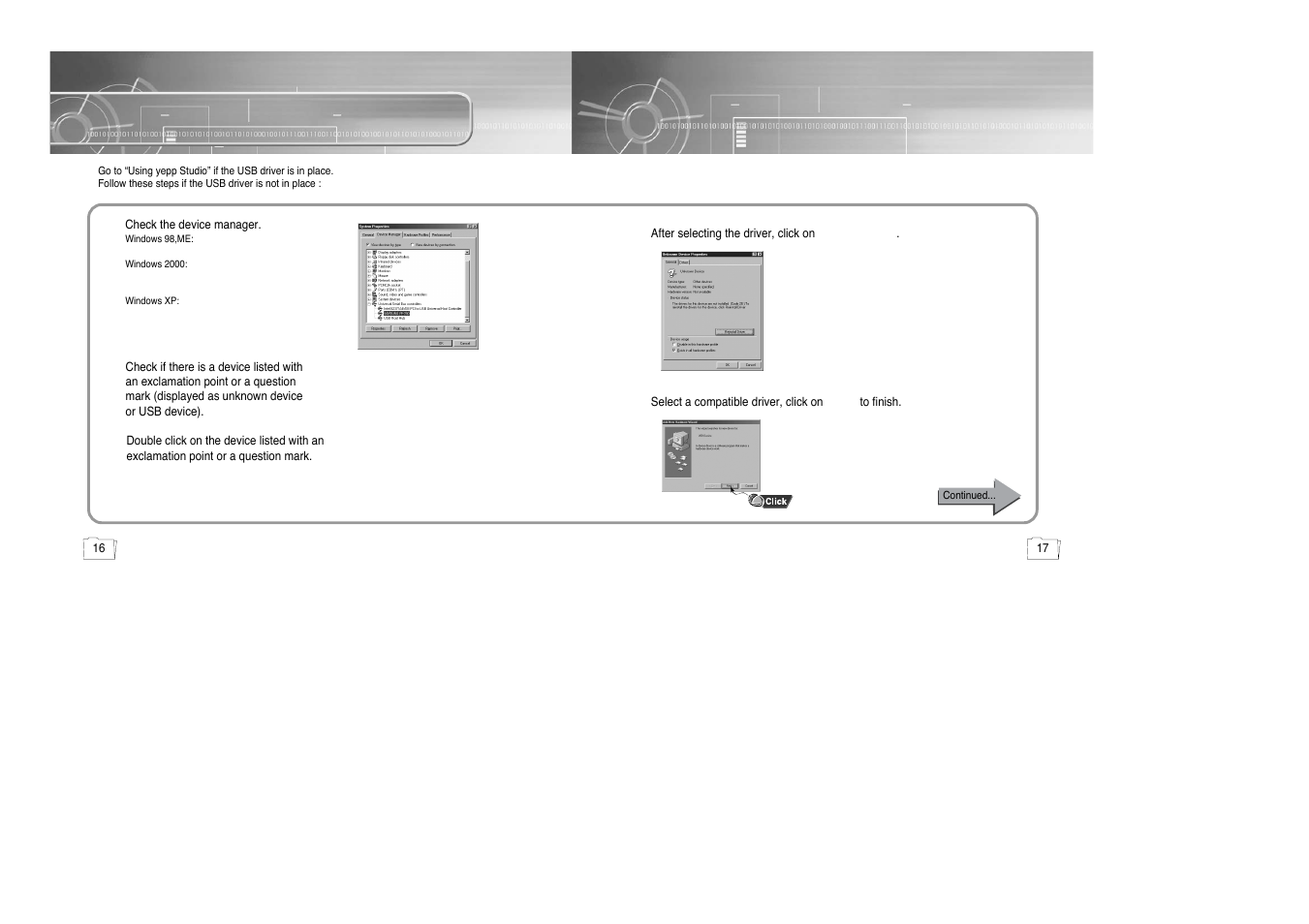 Manual installation of usb driver | Samsung yepp' 20051027153106109 User Manual | Page 9 / 33