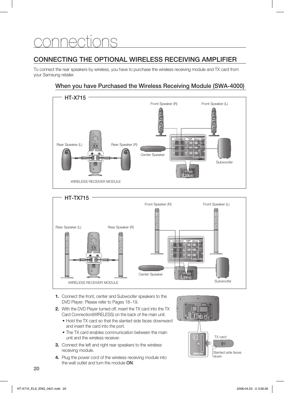 Connections | Samsung HT-TX715 User Manual | Page 20 / 70