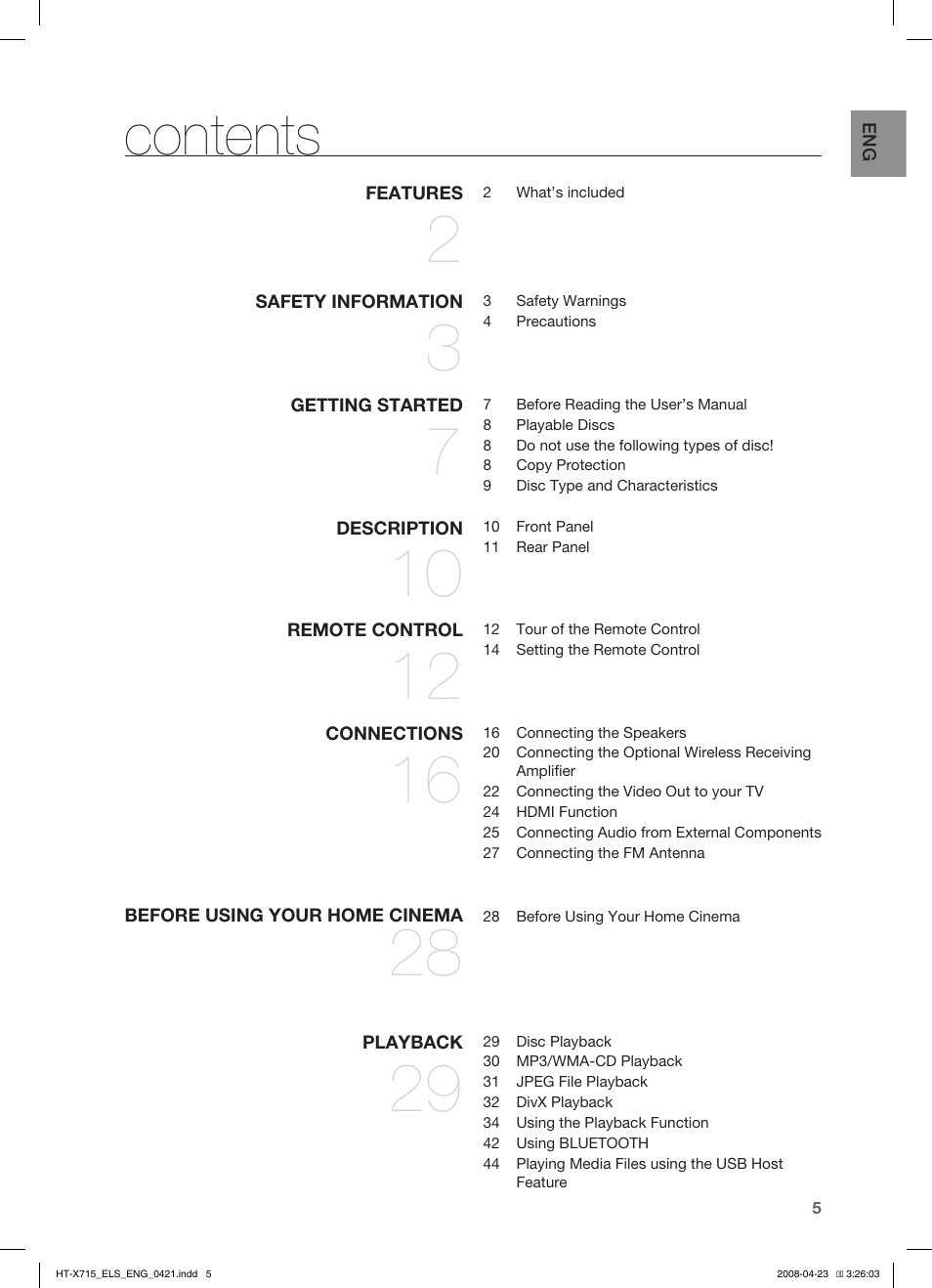 Samsung HT-TX715 User Manual | Page 5 / 70
