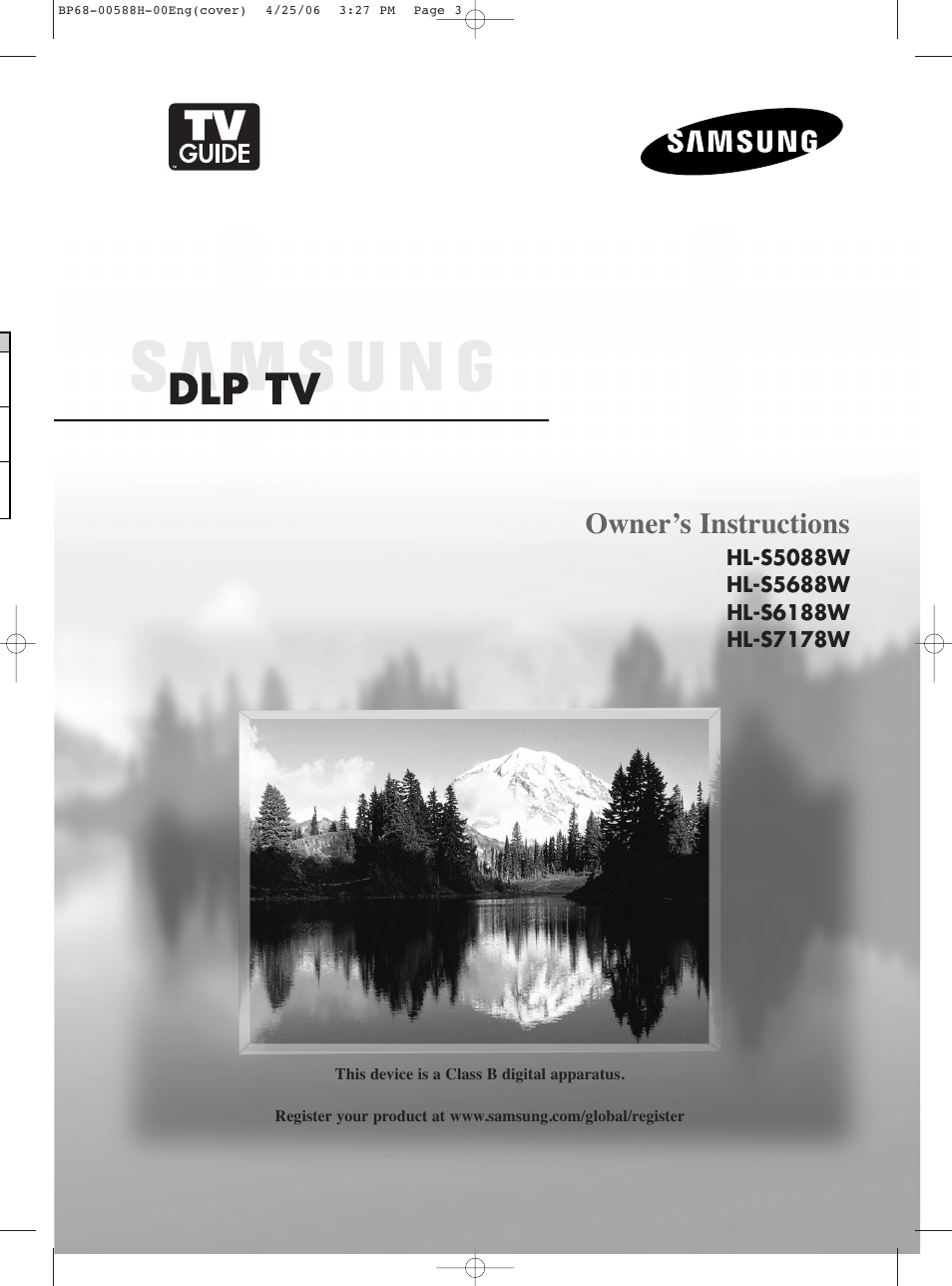 Samsung HL-S6188W User Manual | 160 pages
