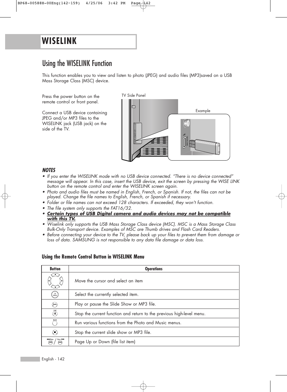 Using the wiselink function, Wiselink | Samsung HL-S6188W User Manual | Page 142 / 160