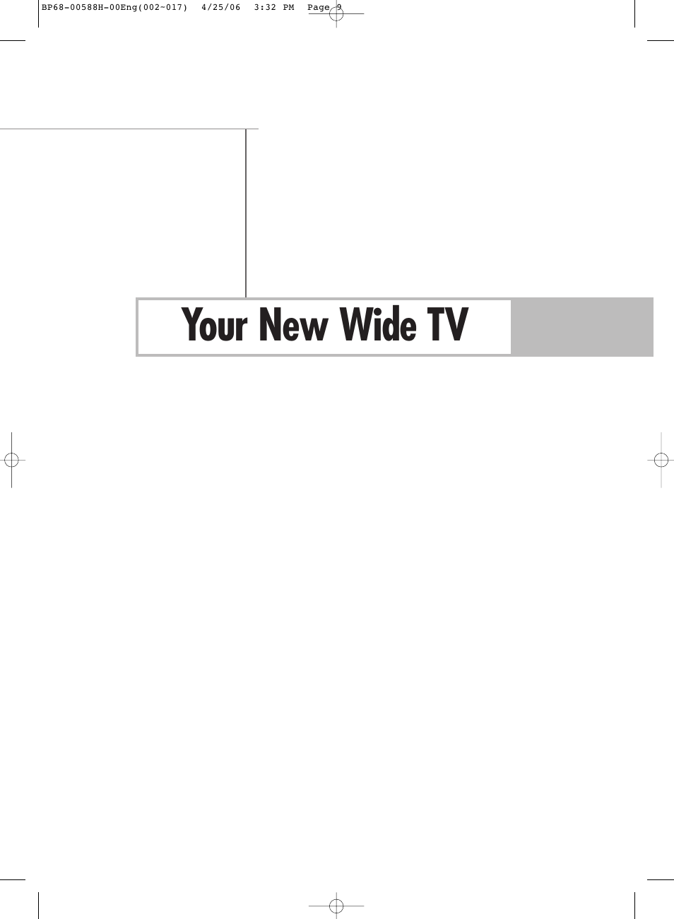 Your new wide tv | Samsung HL-S6188W User Manual | Page 9 / 160