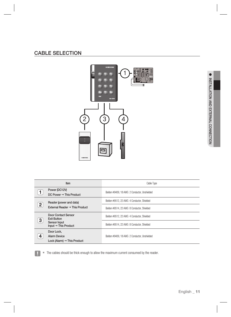 Cable selection | Samsung SSA-S2000 User Manual | Page 11 / 51