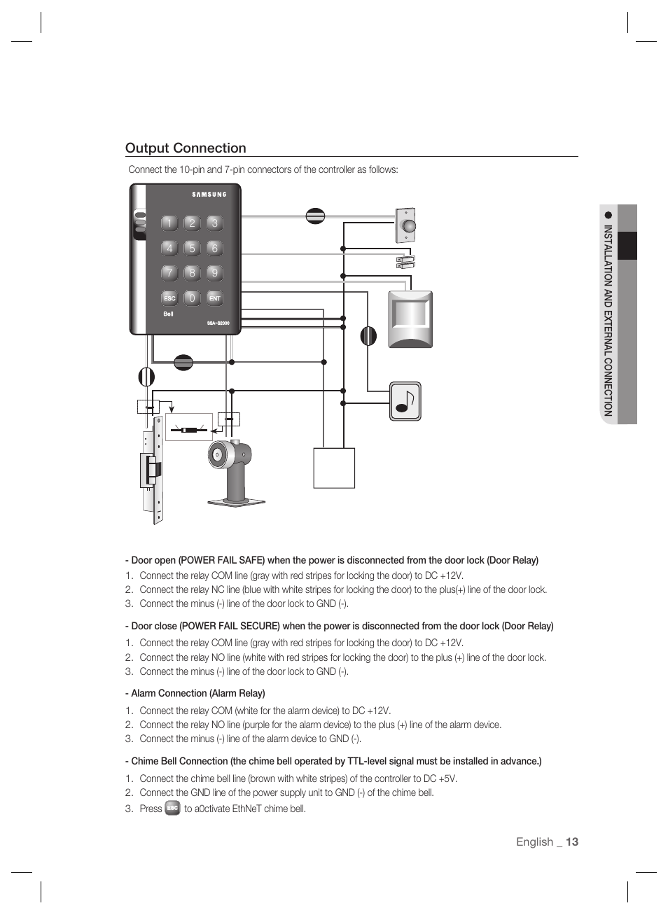 Output connection | Samsung SSA-S2000 User Manual | Page 13 / 51