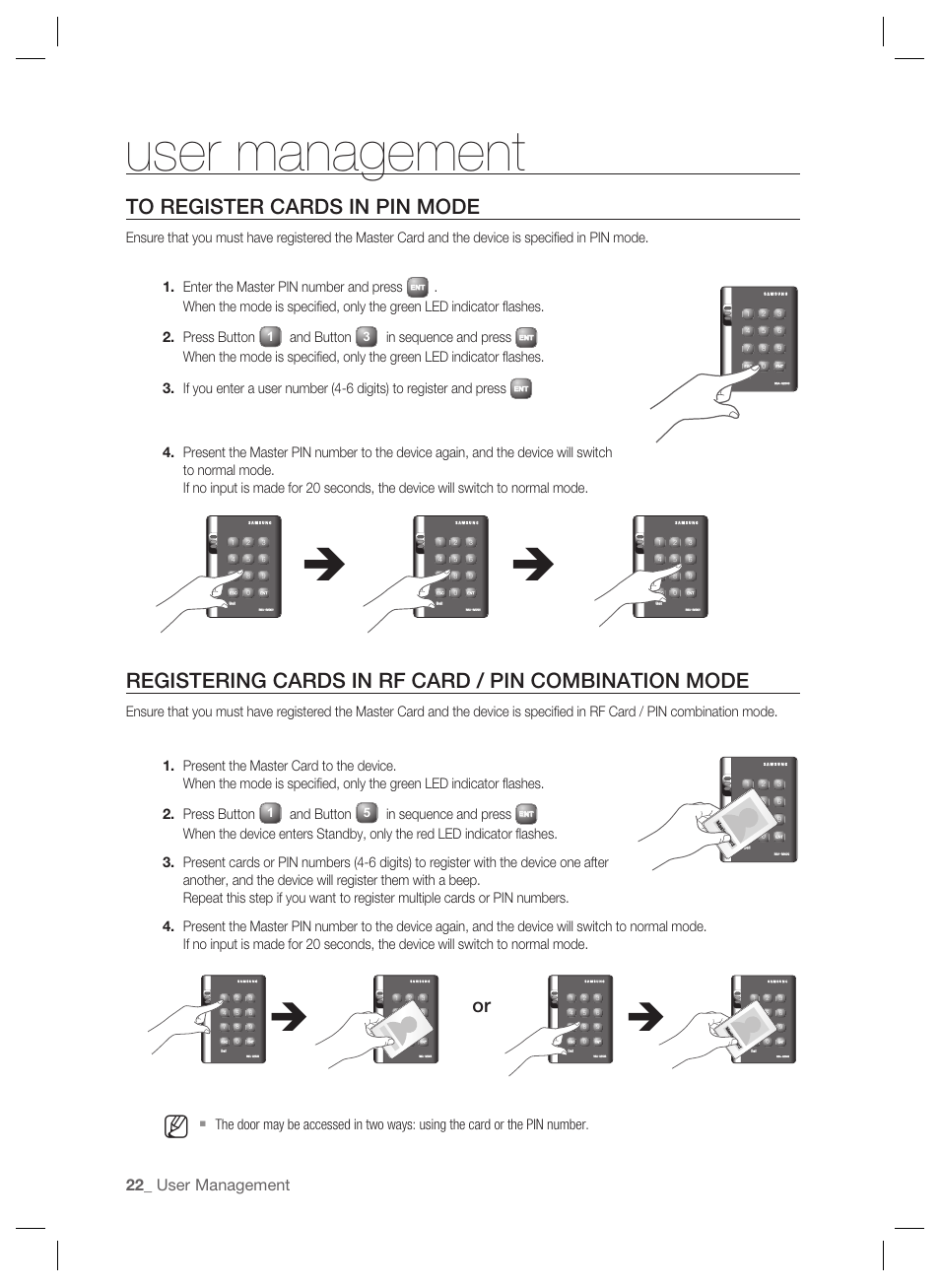 User management, And button | Samsung SSA-S2000 User Manual | Page 22 / 51