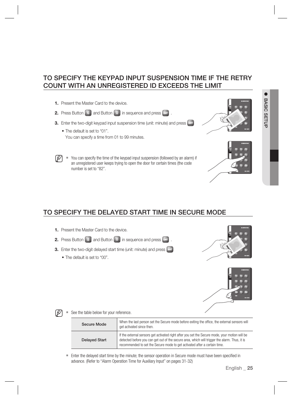 English _ 25, Basic setup, And button | Samsung SSA-S2000 User Manual | Page 25 / 51