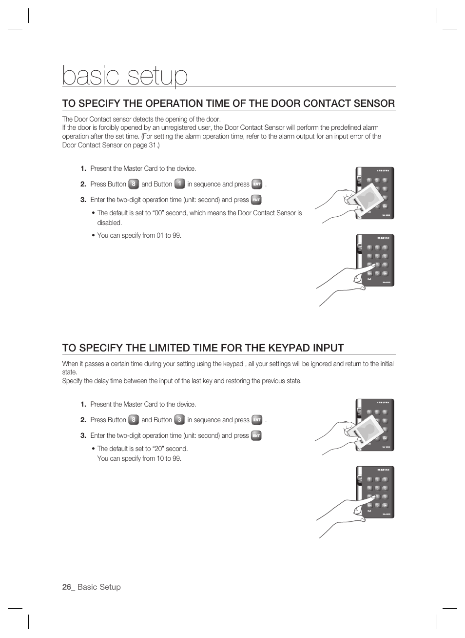 Basic setup, And button | Samsung SSA-S2000 User Manual | Page 26 / 51