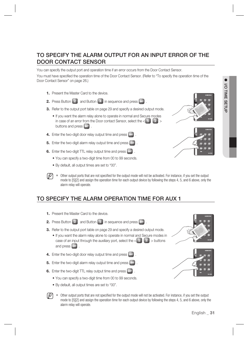 English _ 31, I/o time setup, And button | Buttons and press | Samsung SSA-S2000 User Manual | Page 31 / 51