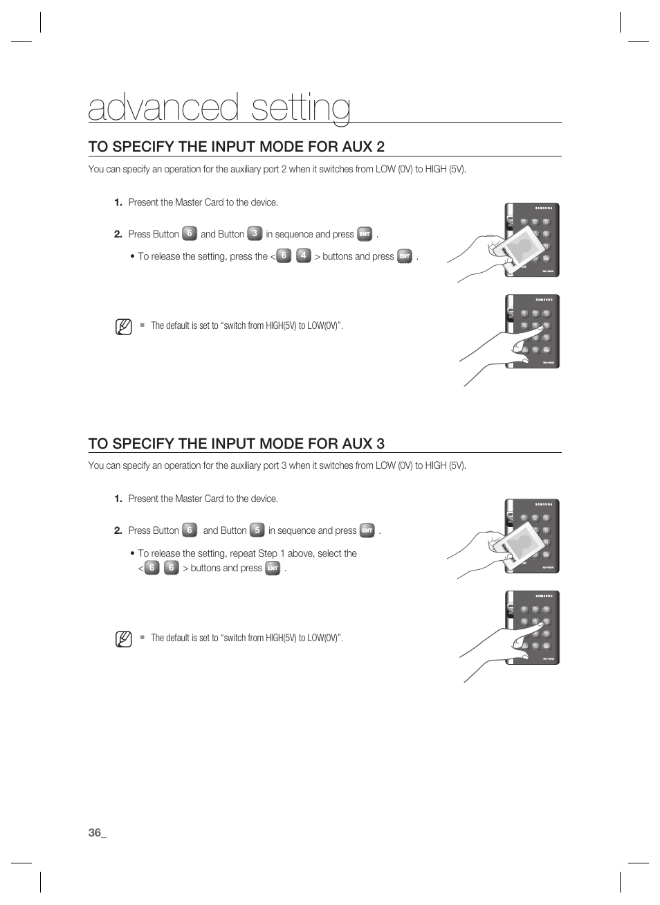 Advanced setting, And button, Buttons and press | Samsung SSA-S2000 User Manual | Page 36 / 51