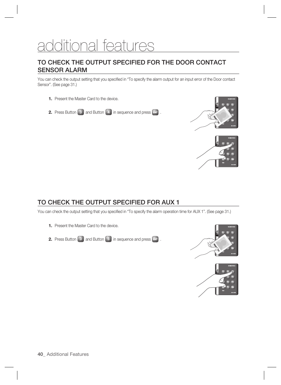 Additional features, And button | Samsung SSA-S2000 User Manual | Page 40 / 51