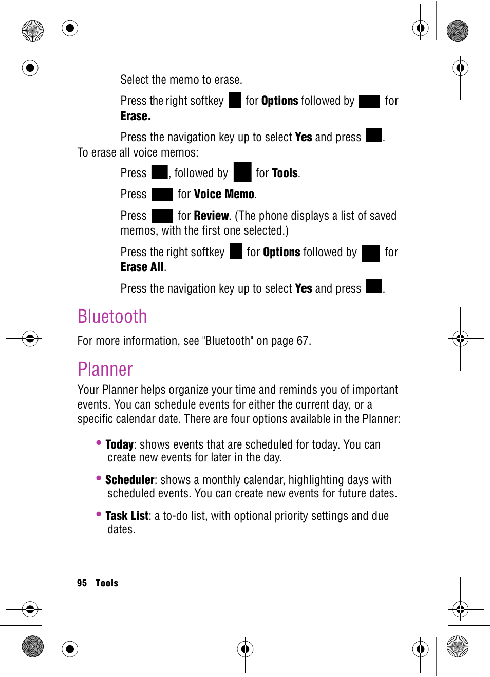 Bluetooth, Planner, Bluetooth planner | Samsung SPH-A920 User Manual | Page 104 / 170