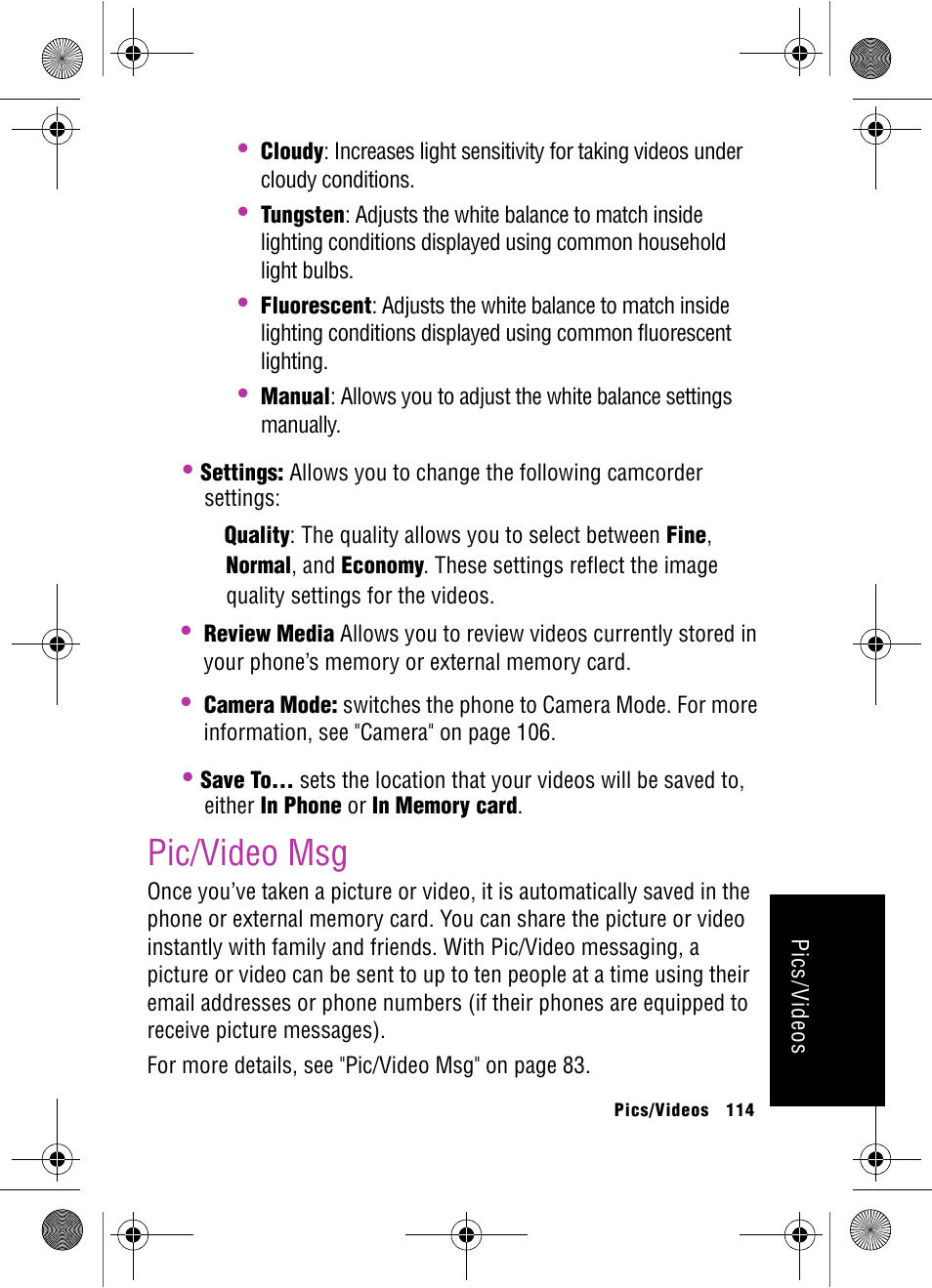 Pic/video msg | Samsung SPH-A920 User Manual | Page 123 / 170