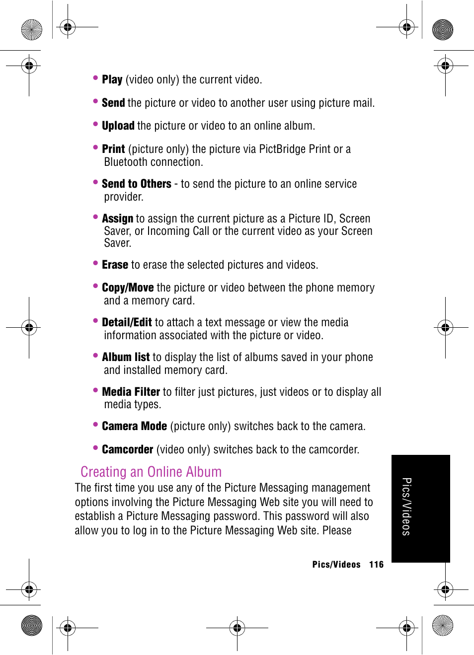 Creating an online album | Samsung SPH-A920 User Manual | Page 125 / 170