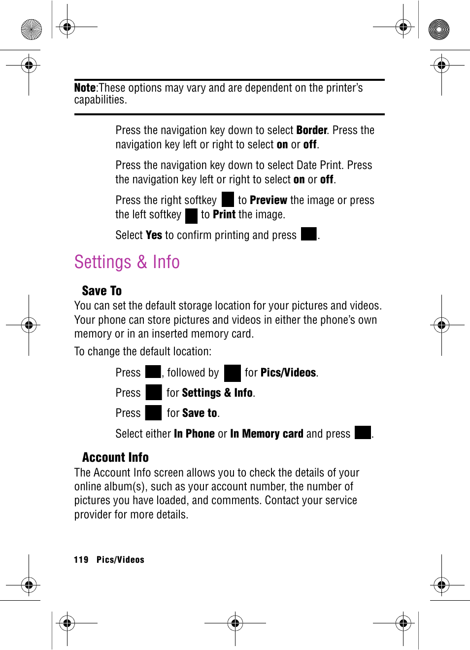Settings & info | Samsung SPH-A920 User Manual | Page 128 / 170