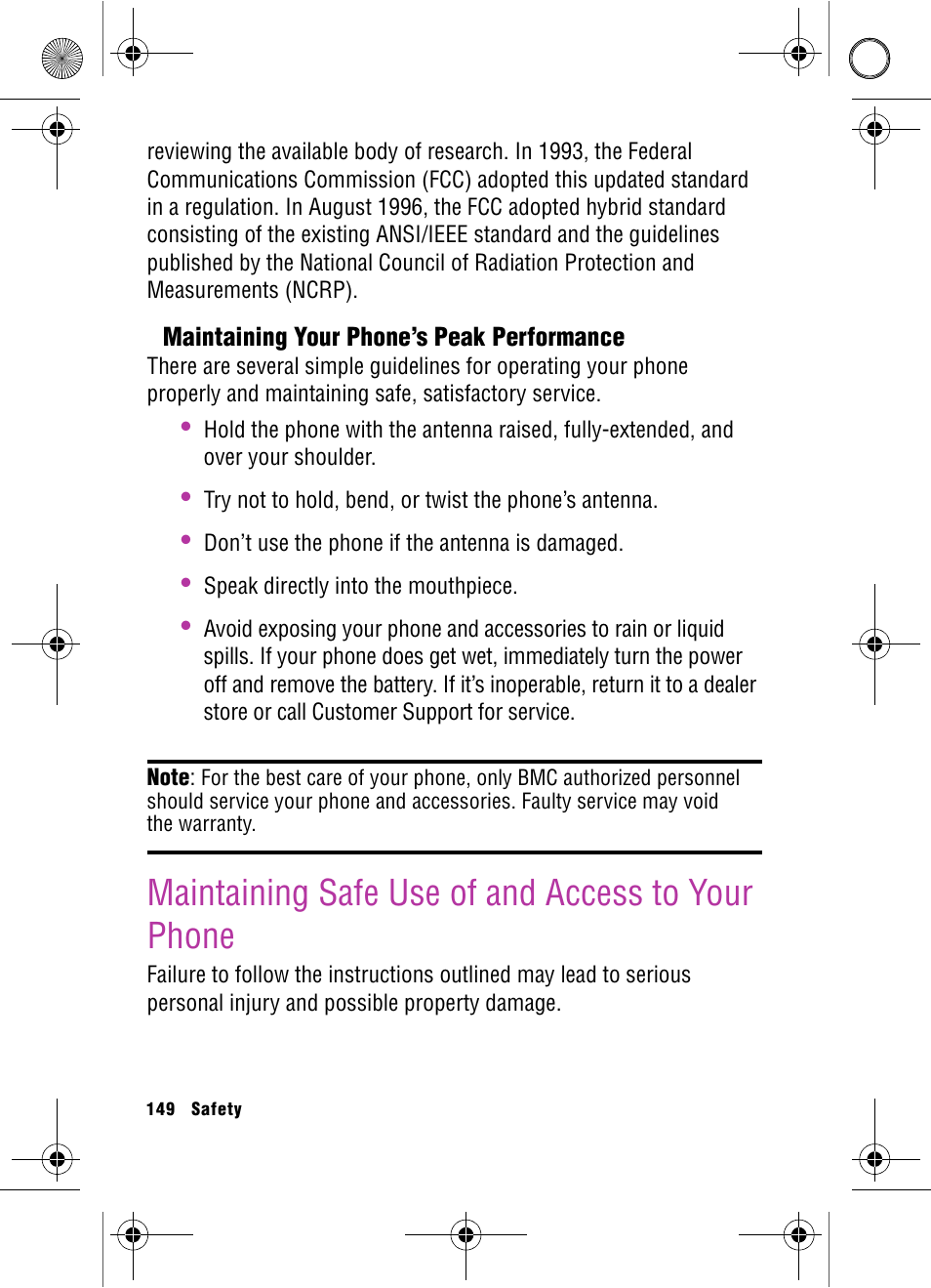 Maintaining safe use of and access to your phone | Samsung SPH-A920 User Manual | Page 158 / 170