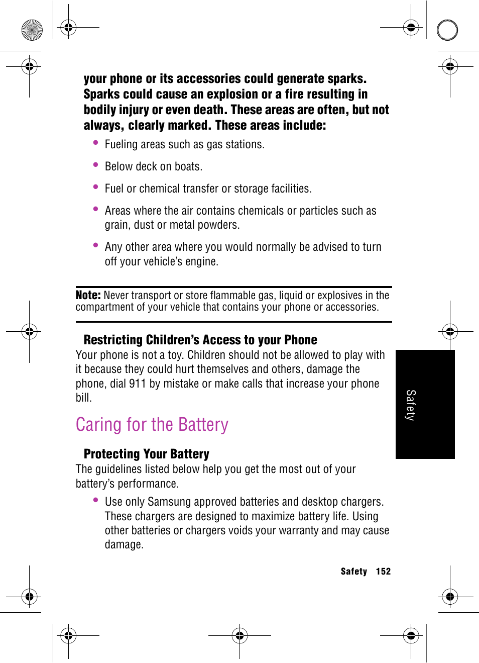 Caring for the battery | Samsung SPH-A920 User Manual | Page 161 / 170