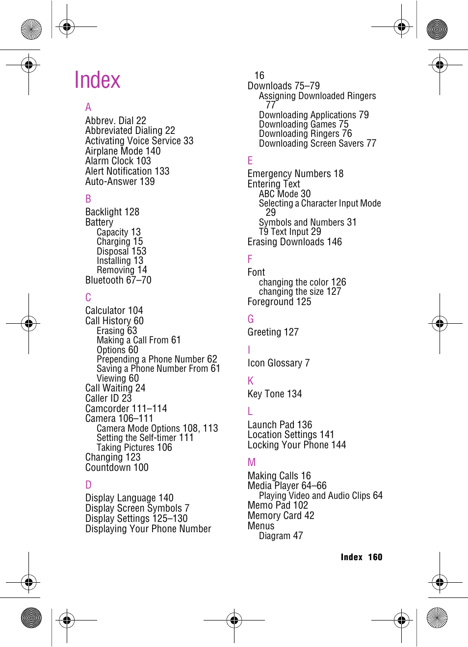Index | Samsung SPH-A920 User Manual | Page 169 / 170