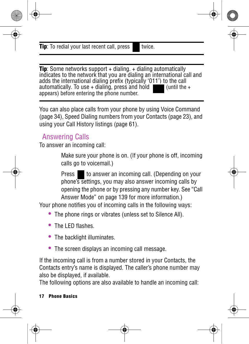 Answering calls | Samsung SPH-A920 User Manual | Page 26 / 170