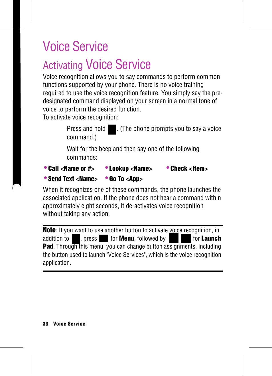 Voice service, Activating voice service, Activating | Samsung SPH-A920 User Manual | Page 42 / 170