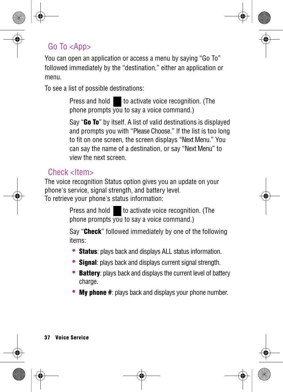Go to <app, Check <item, Go to <app> check <item | Samsung SPH-A920 User Manual | Page 46 / 170