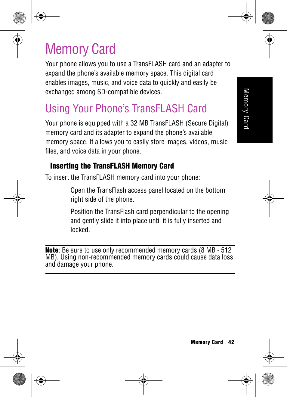 Memory card, Using your phone’s transflash card | Samsung SPH-A920 User Manual | Page 51 / 170