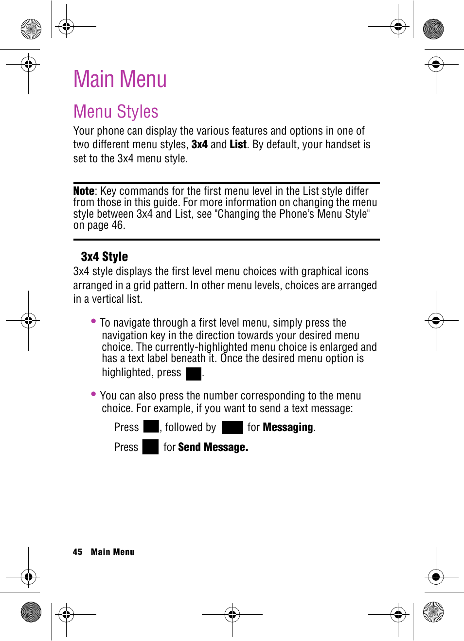 Main menu, Menu styles | Samsung SPH-A920 User Manual | Page 54 / 170
