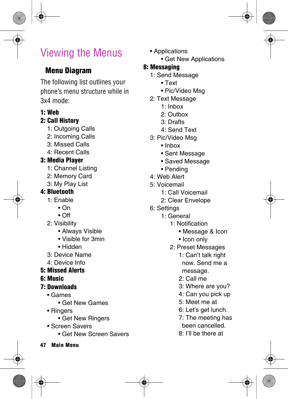 Viewing the menus, Menu diagram | Samsung SPH-A920 User Manual | Page 56 / 170