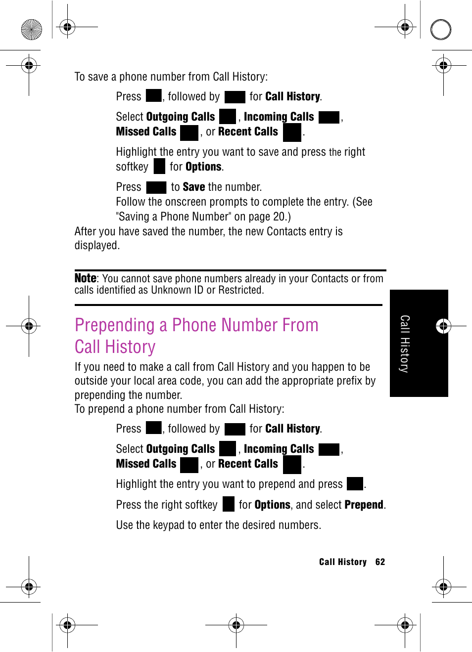 Prepending a phone number from call history | Samsung SPH-A920 User Manual | Page 71 / 170