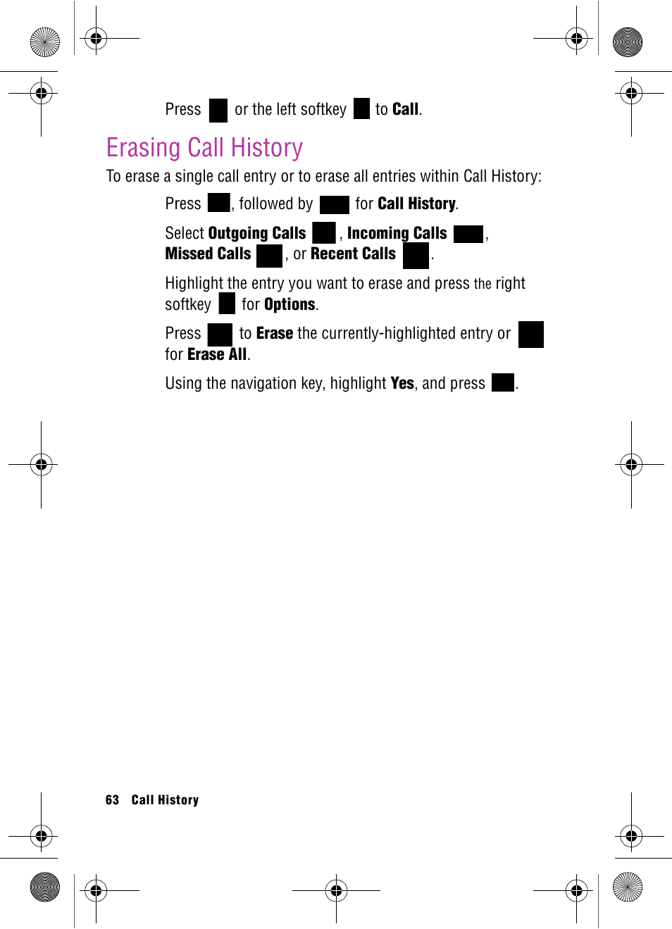 Erasing call history | Samsung SPH-A920 User Manual | Page 72 / 170