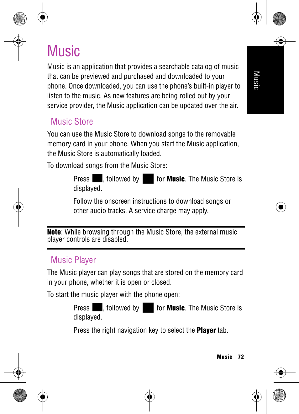 Music, Music store, Music player | Music store music player | Samsung SPH-A920 User Manual | Page 81 / 170
