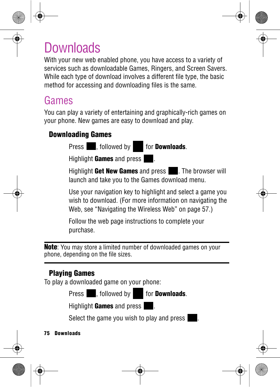 Downloads, Games | Samsung SPH-A920 User Manual | Page 84 / 170