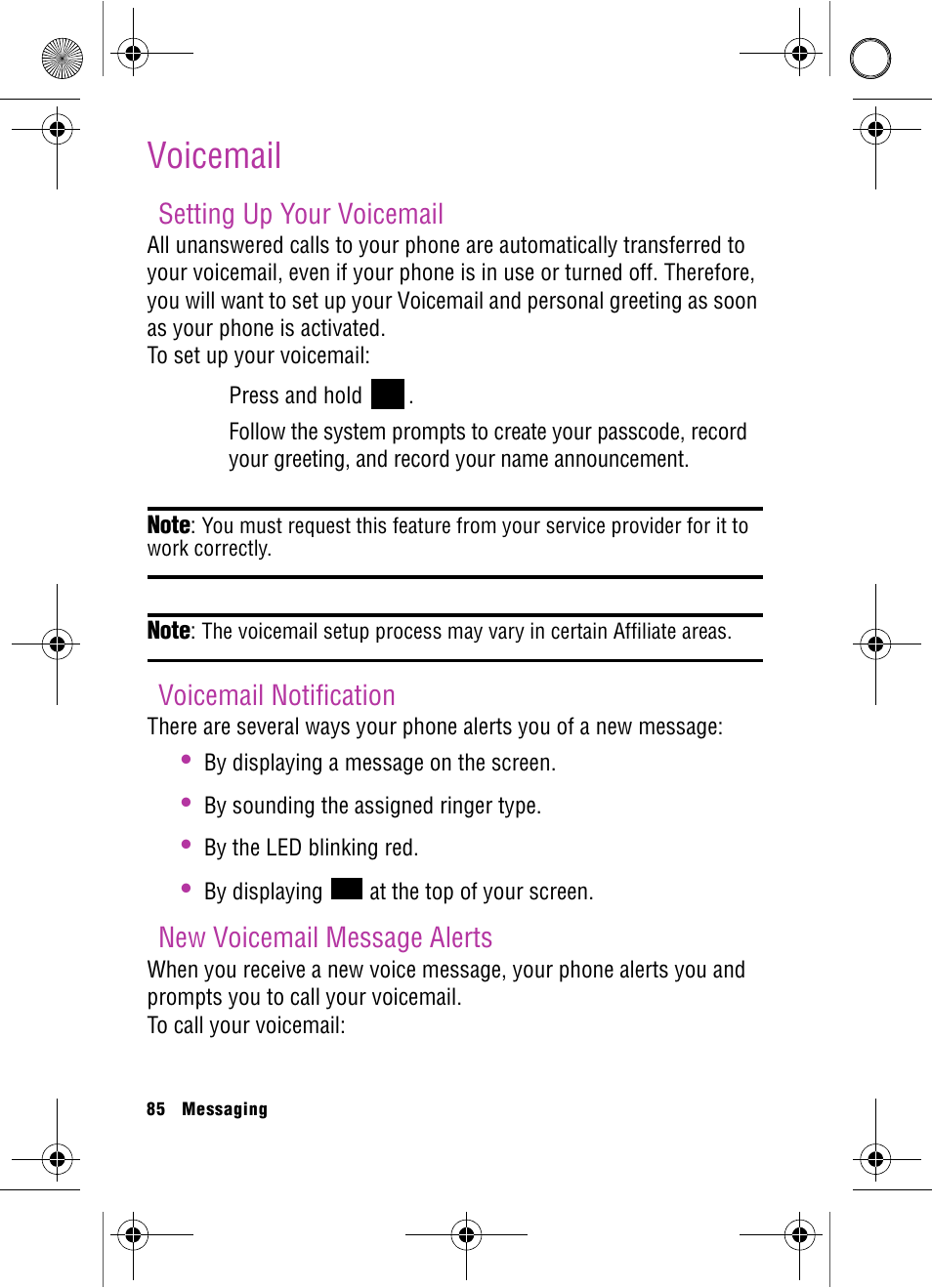 Voicemail, Setting up your voicemail, Voicemail notification | New voicemail message alerts | Samsung SPH-A920 User Manual | Page 94 / 170